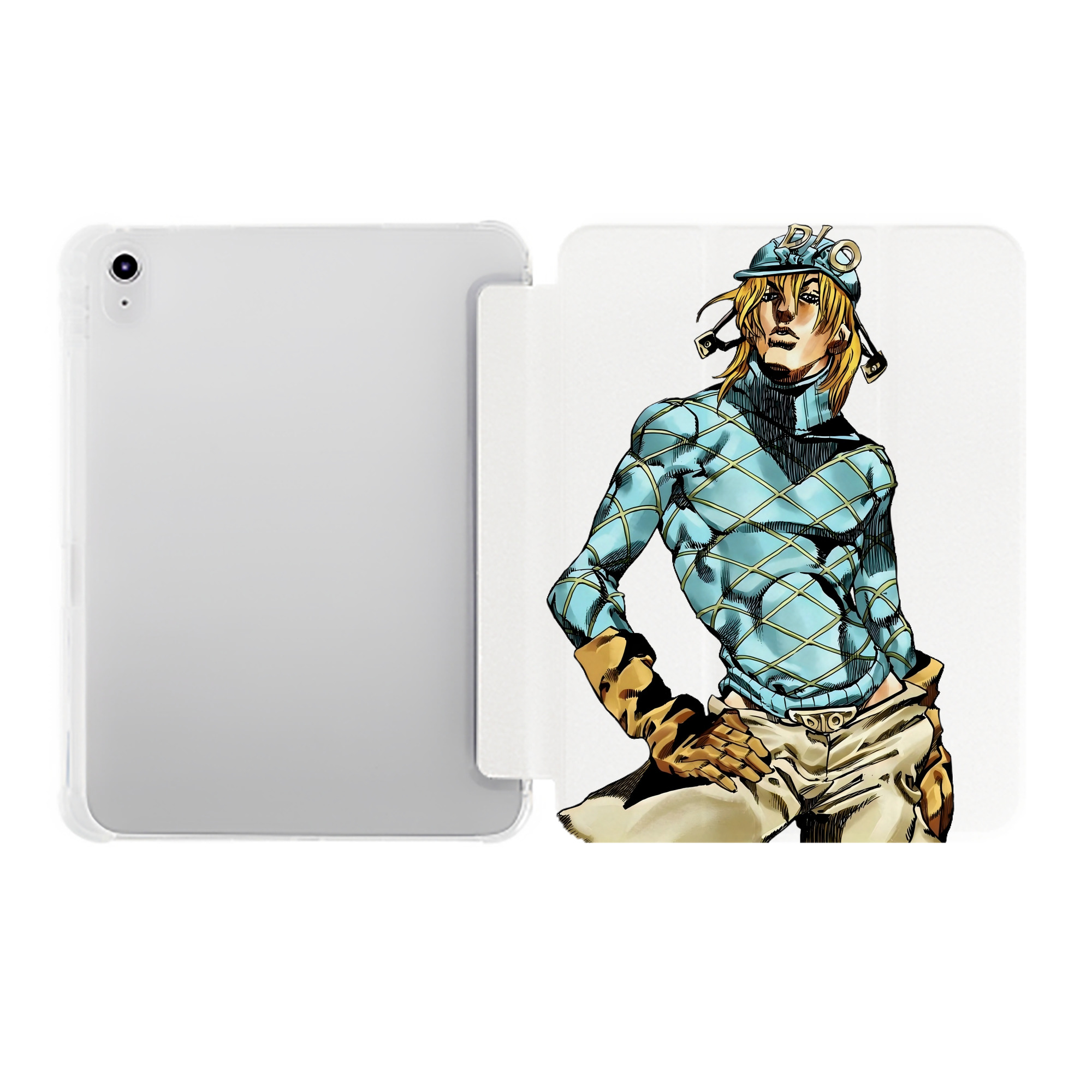 （画像用） ジョジョの奇妙な冒険 ディオ?ブランドー JoJo's Bizarre Adventure Dio Brando IPad ケース ペン収納付き 三つ折りスタンド PUレザー×シリコン 対応機種9.5/10.5/10.9インチ